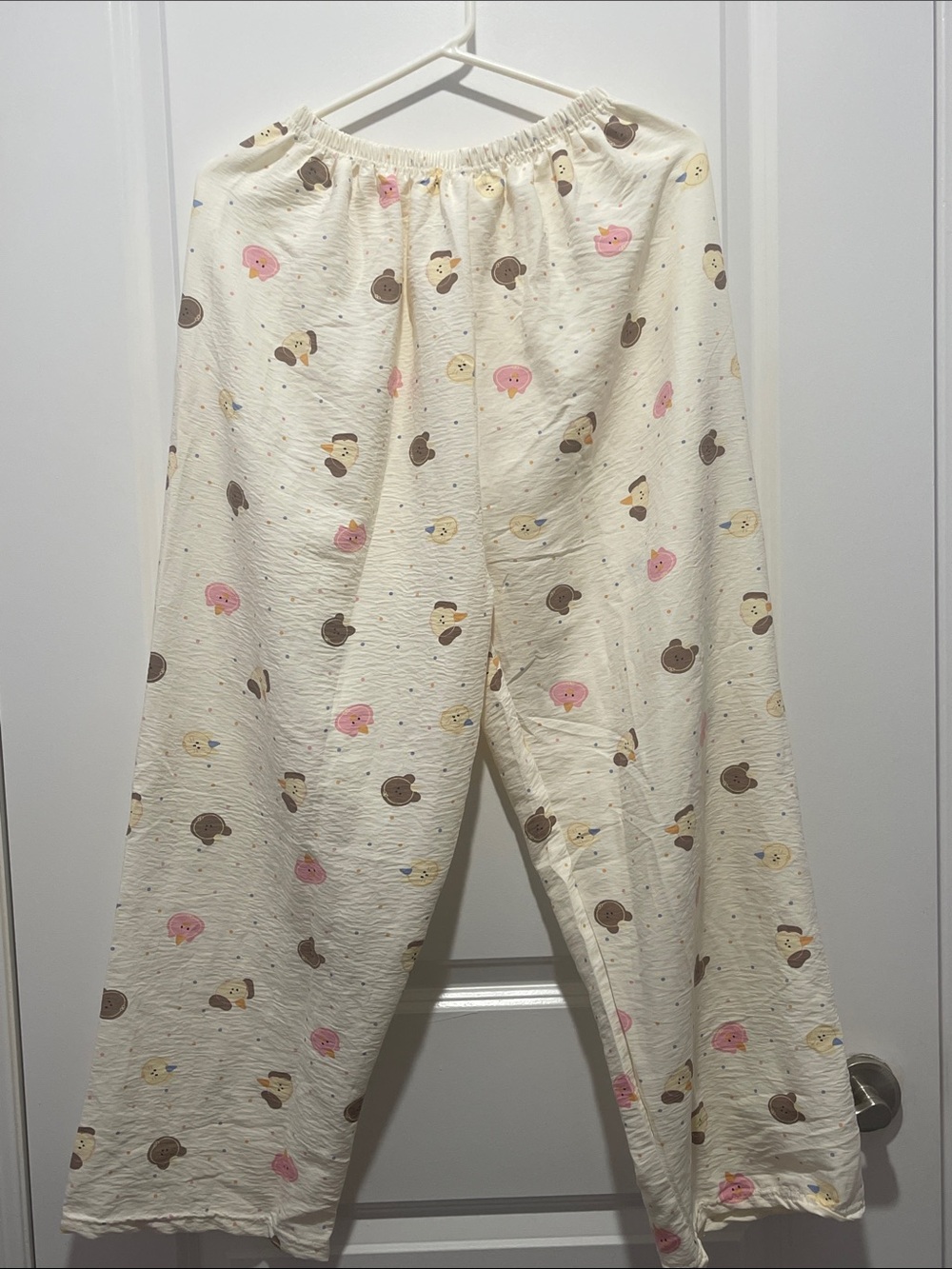 Promise Cream Sweatpants with Pink and Brown Character Print